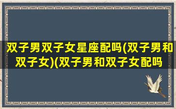 双子男双子女星座配吗(双子男和双子女)(双子男和双子女配吗 合适吗 爱情结局怎么样)